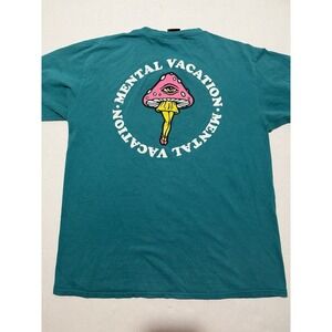 no hours brand jade tee, mushroom 'mental vacation' men's large t-shirt
